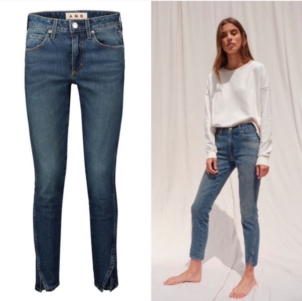AMO TWIST GIRL CRUSH DENIM JEANS SIZE 27 SKINNY CROP